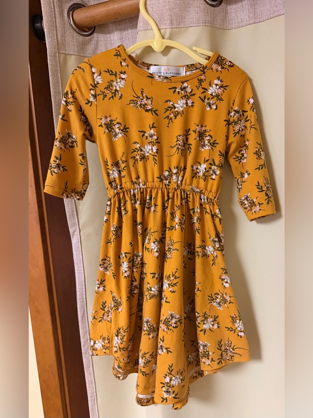 Bailey’s Blossoms Mustard Floral Fit-and-Flare Kids